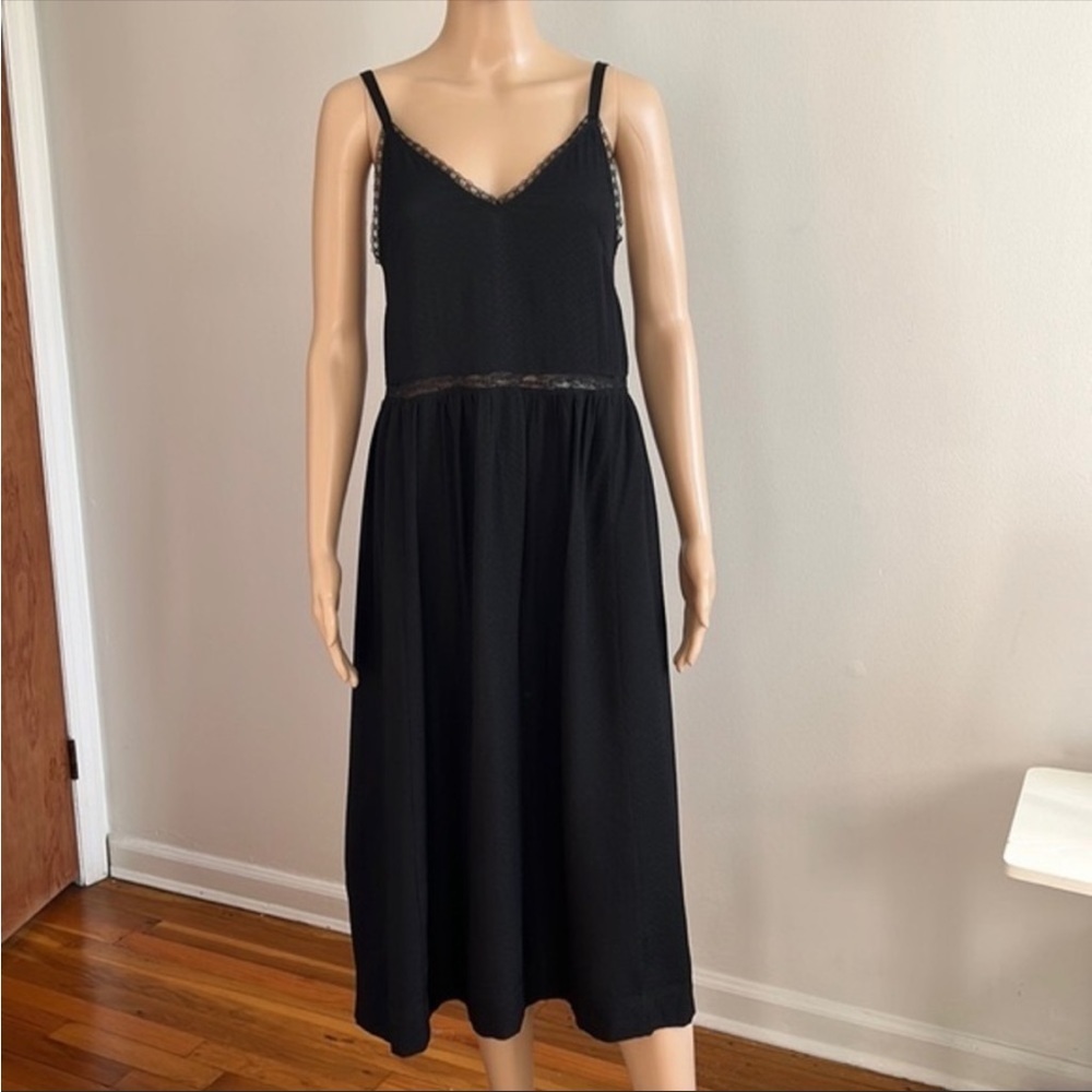 Aritzia Wilfred Le Fou Veronique Slip Silk Dress Lace Midi Black Size Xs